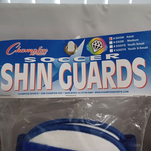 Champion Sports Soccer Shin Guards Size Adult Blue and White - Picture 7 of 8